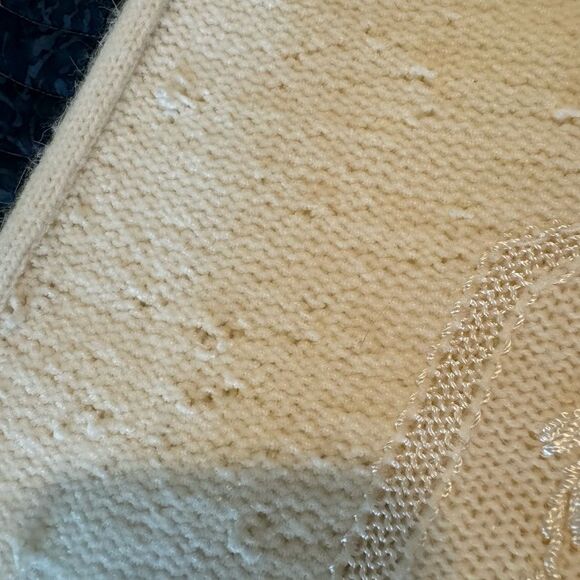 Vintage Napa Valley Womens Sweater Large White Beaded Mock Neck Grannycore 80s - Picture 6 of 9